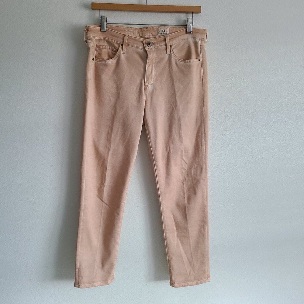 AG Adriano Goldschmied Prima Crop Mid Rise Tan Cigarette Crop Ankle Jean Size 29